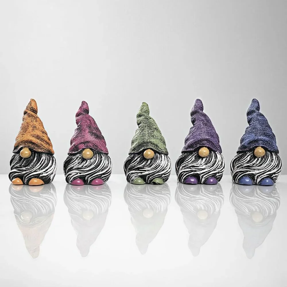 Whimsical Mini Gnome Figurines - 5-Piece Set for Indoor and Outdoor Use